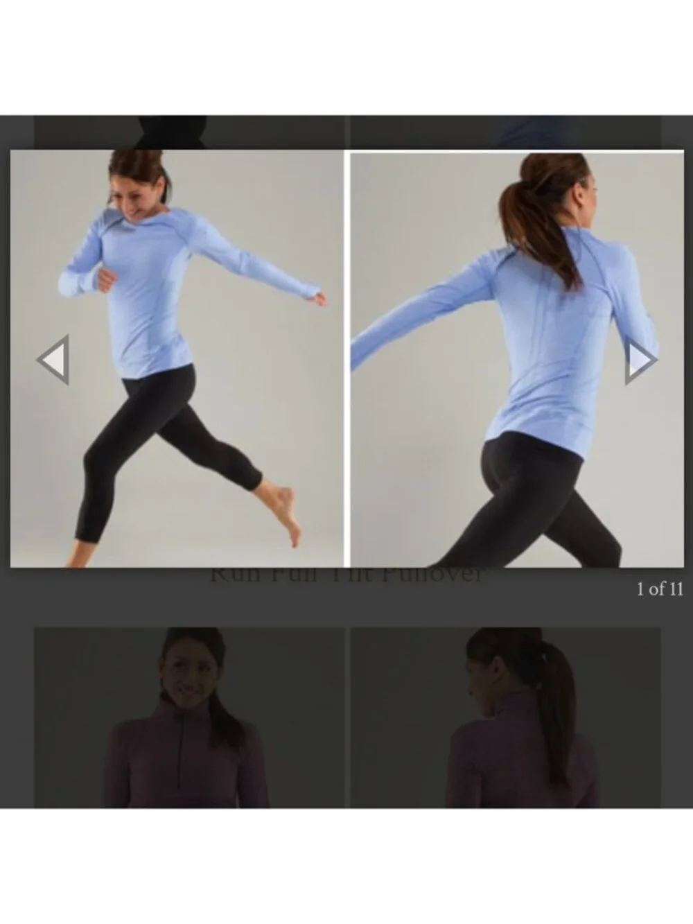 lululemon full tilt ruffle seam long sleeve light heathered blue